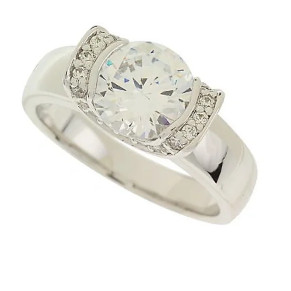 Platinum Clad Qvc Diamonique Ring Sets Diamonique Cttw 100-Facet